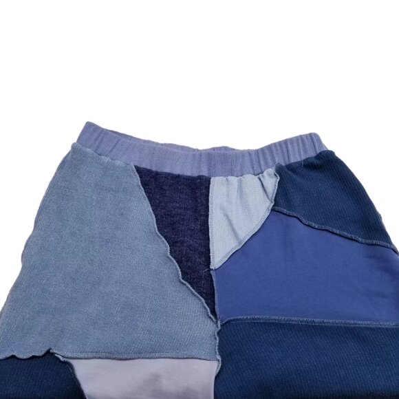 AKIRA 2-Pc Set Off Shoulder Sweater Top & Joggers Denim Patchwork 2X Blue - Picture 6 of 11